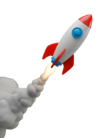 Rocket Launching into Space Minimalist 3D Rendering in Soft Renderer png