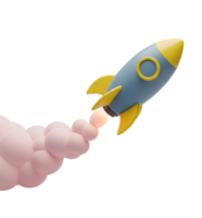 Rocket Launching into Space Minimalist 3D Rendering And Smooth Renderer png