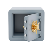 Open Metal Safe Deposit Box Minimalist 3D Rendering And Smooth Renderer png