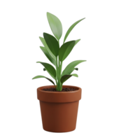 Potted Green Houseplant Minimalist 3D Rendering Smooth Renderer png