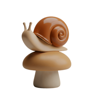 lumaca riposo su un' fungo minimalista 3d interpretazione nel morbido liscio renderer png