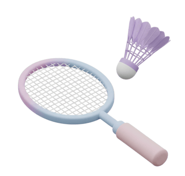Badminton Schläger und Federball minimalistisch 3d Rendern im ein Sanft und glatt Renderer png