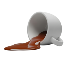 Spilled Coffee from a White Cup Minimalist 3D Rendering in Soft And Smooth Renderer png