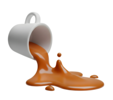 Spilled Coffee from a White Cup Minimalist 3D Rendering in Smooth Renderer png