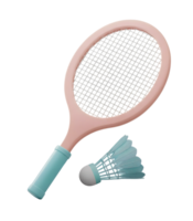 Badminton Racket and Shuttlecock Minimalist 3D Rendering Soft And Smooth Renderer png