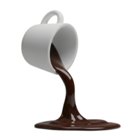 Spilled Coffee from White Cup Minimalist 3D Rendering in a Soft Smooth Renderer png