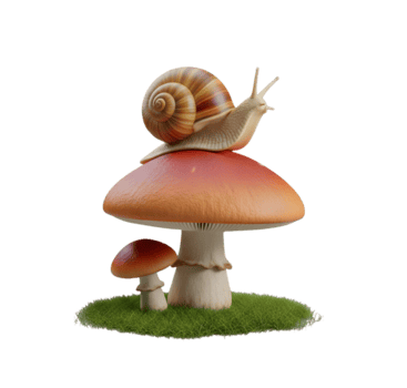 lumaca riposo su fungo minimalista 3d interpretazione nel un' morbido e liscio renderer png