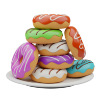 Stack of Colorful Donuts Minimalist 3D Rendering in Soft And Smooth Renderer png