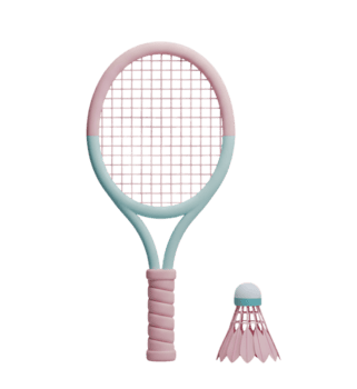Badminton Schläger und Federball minimalistisch 3d Rendern im Sanft und glatt Renderer png