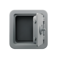 Open Metal Safe Deposit Box Minimalist 3D Rendering in Soft And Smooth Renderer png