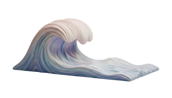 Stylized Ocean Wave Minimalist 3D Rendering in Soft Smooth Renderer png