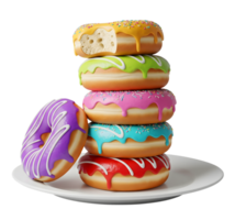 Stack of Colorful Donuts Minimalist 3D Rendering And Smooth Renderer png
