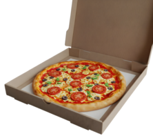 Pizza in a Takeout Box Minimalist 3D Rendering in Soft And Smooth Renderer png