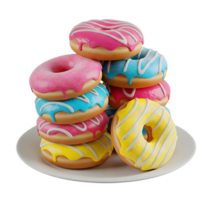 Stack of Colorful Donuts Minimalist 3D Rendering Soft And Smooth Renderer png