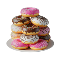 Stack of Colorful Donuts Minimalist 3D Rendering in a Soft Smooth Renderer png