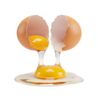 Cracked Egg with Yolk Minimalist 3D Rendering in a Soft And Smooth Renderer png