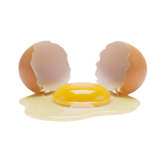 Cracked Egg with Yolk Minimalist 3D Rendering in Soft Renderer png