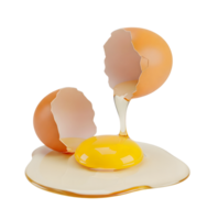 Cracked Egg with Yolk Minimalist 3D Rendering in Soft Smooth Renderer png