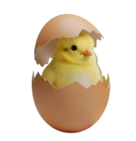 Cute Chick Hatching from an Egg Minimalist 3D Rendering in a Soft And Smooth Renderer png