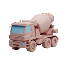 Cement Mixer Truck Minimalist 3D Rendering in a Soft And Smooth Renderer png