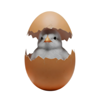 Cute Chick Hatching from an Egg Minimalist 3D Rendering Soft And Smooth Renderer png