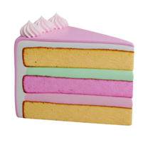 Colorful Layered Cake Slice Minimalist 3D Rendering in a Soft And Smooth Renderer png