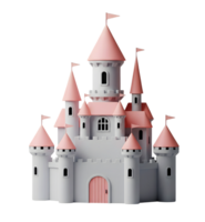 Fantasy Castle Minimalist 3D Rendering in a Soft Smooth Renderer png