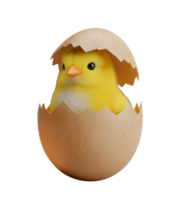 Cute Chick Hatching from an Egg Minimalist 3D Rendering in a Soft Smooth Renderer png