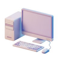 Desktop Computer Minimalist 3D Rendering in a Soft Smooth Renderer png