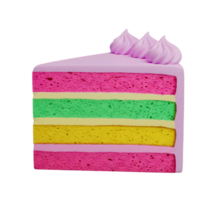 Colorful Layered Cake Slice Minimalist 3D Rendering in a Soft Smooth Renderer png