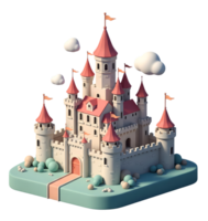 Fantasy Castle Minimalist 3D Rendering Soft And Smooth Renderer png