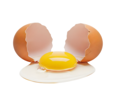 Cracked Egg with Yolk Minimalist 3D Rendering in Soft And Smooth Renderer png