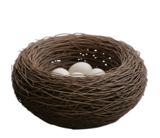 Birds Nest with Eggs Minimalist 3D Rendering in a Soft And Smooth Renderer png