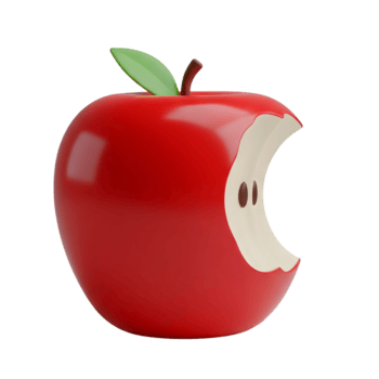 rood appel met een beet genomen uit minimalistische 3d renderen in een glad renderer png