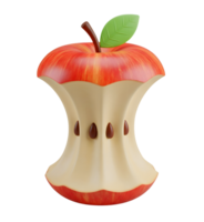 Red Apple Core with Seeds Minimalist 3D Rendering in a Soft Smooth Renderer png