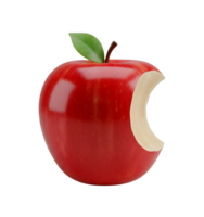 Red Apple with a Bite Taken Out Minimalist 3D Rendering in Smooth Renderer png