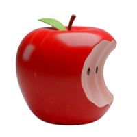 Red Apple with a Bite Taken Out Minimalist 3D Rendering Soft And Smooth Renderer png