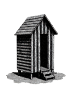 Vintage Wooden Shed In Retro Engraving. Rustic Charm And Simplicity Illustration Isolated On Transparent Background png