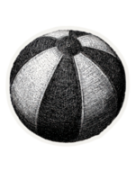 Vintage Beach Ball In Retro Engraving. Nostalgic Summer Fun Illustration Isolated On Transparent Background png