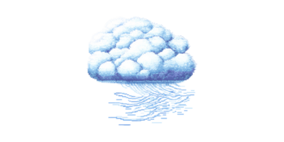 Pixel Art Cloud With Rain. Retro Weather Illustration In Digital Style Isolated On Transparent Background png