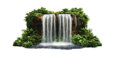 Lush Waterfall Surrounded By Greenery. Nature'S Serenity And Tranquility Isolated On Transparent Background png