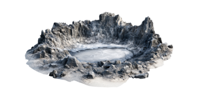 Crater With Frozen Lake. Geological Formation And Natural Phenomenon Isolated On Transparent Background png