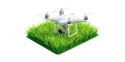 Drone Grass Patch. Aerial Technology For Agriculture And Environmental Monitoring Isolated On Transparent Background png
