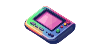 Colorful Retro Handheld Gaming Console. Nostalgic Pixel Art Design For Vintage Game Enthusiasts Isolated On Transparent Background png