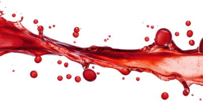 Red Liquid Splash With Bubbles. Dynamic Fluid Motion And Energy Isolated On Transparent Background png