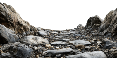Rocky Mountain Pathway With Rugged Terrain. Adventure And Exploration In Natural Landscape Isolated On Transparent Background png