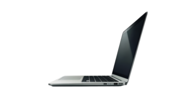 Sleek Silver Laptop Side View. Modern Technology And Portable Computing Isolated On Transparent Background png