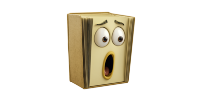 Book With Surprised Face Expression. Creative Concept For Education And Emotions Isolated On Transparent Background png