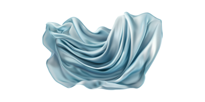 Flowing Blue Silk Fabric. Elegance And Luxury In Textile Design Isolated On Transparent Background png
