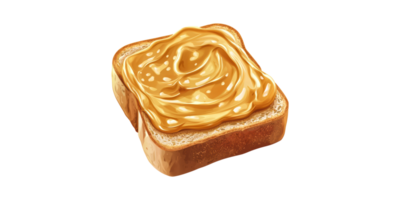 Slice Of Toast With Creamy Peanut Butter Spread. Delicious Breakfast And Snack Option Isolated On Transparent Background png